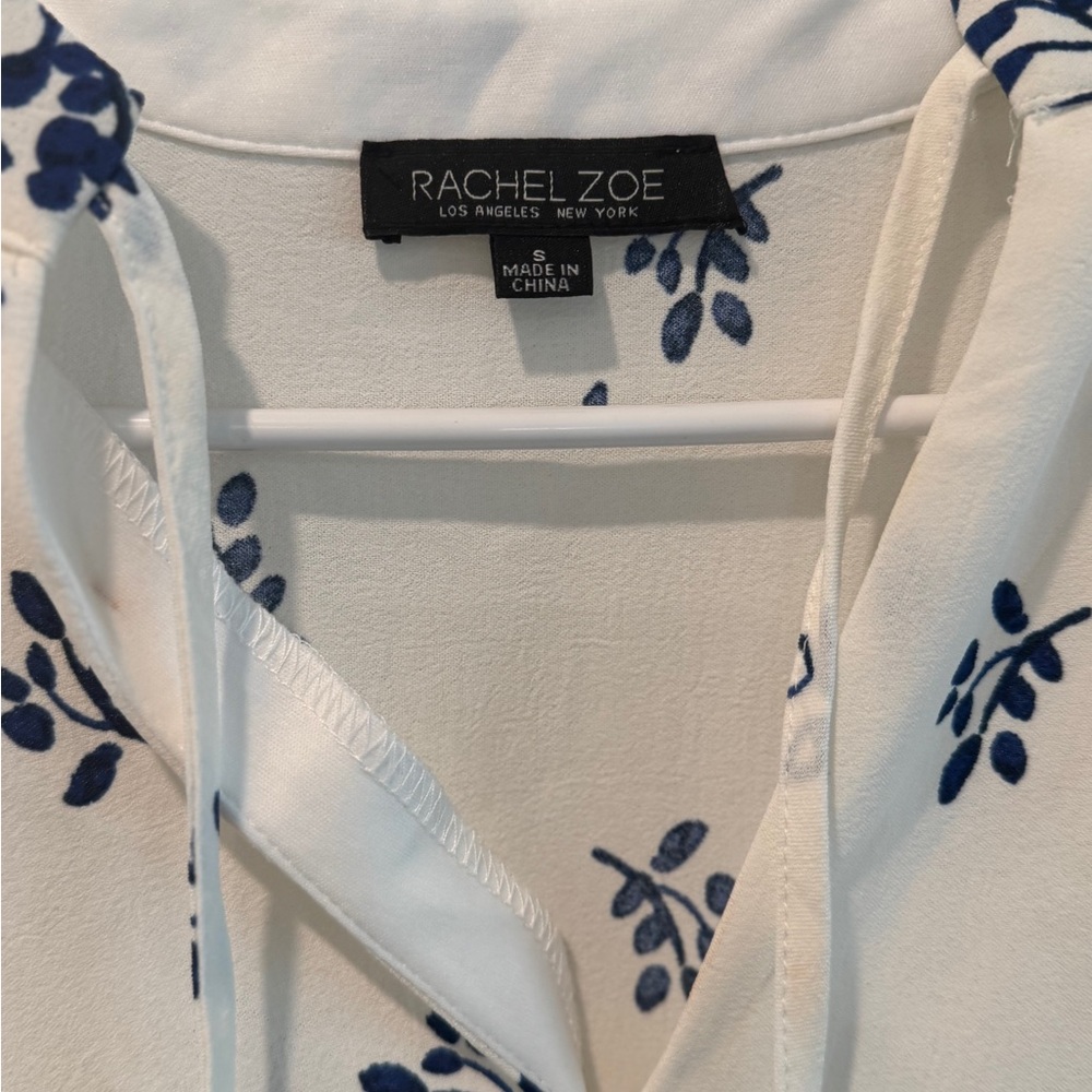 Rachel Zoe Blue White Floral Border Print Tunic Dress Size S *HOST PICK* - Picture 4 of 10